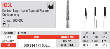 H23L - Long Tapered Fissure